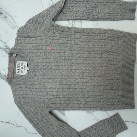 Jack Wills Gray Crew Neck Cable Knit Sweater - Picture 3 of 3
